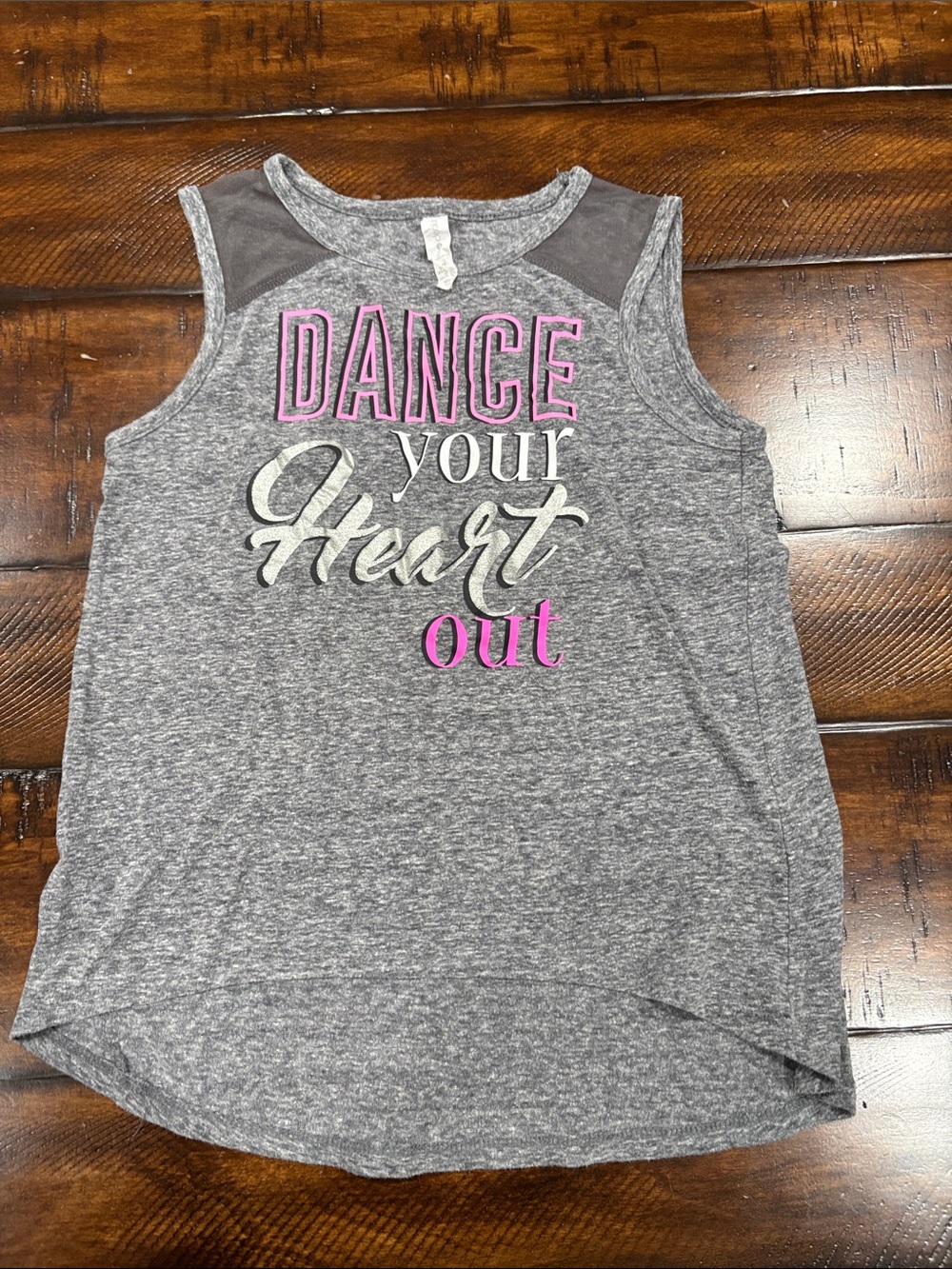 Ideology Girls Gray Graphic Tank Top with Pink Accents